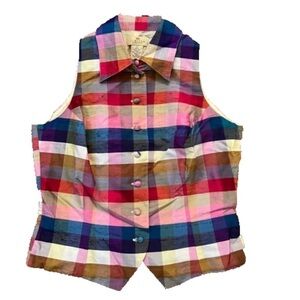 THE LIMITED Vintage 100% Silk Mutlicolor Square Button Down Tank Top